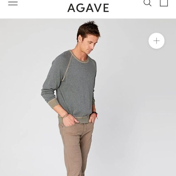 Agave Denim Forerunner Supima Crew Raglan Sweater - Picture 7 of 9